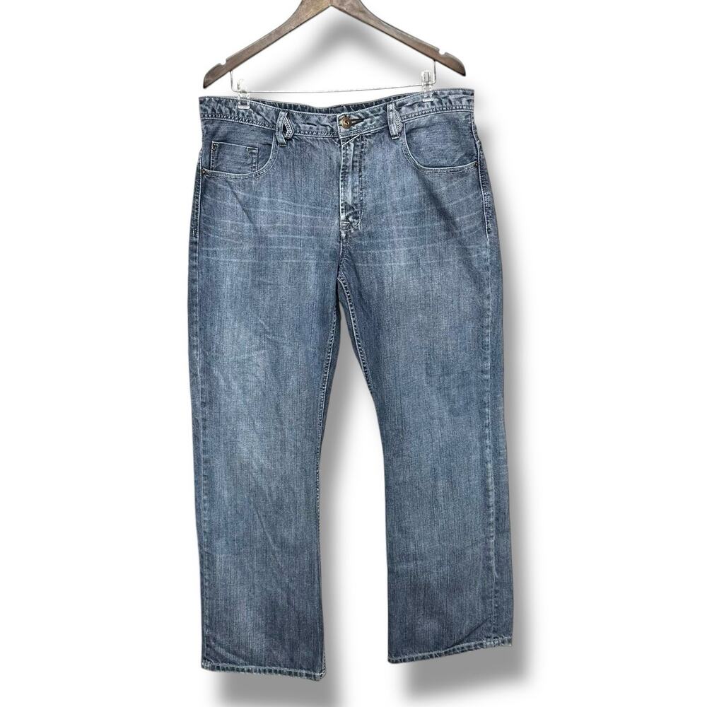 Buffalo David Bitton Jeans Ruffer Relaxed Straight Leg Cotton Light Wash Whisker